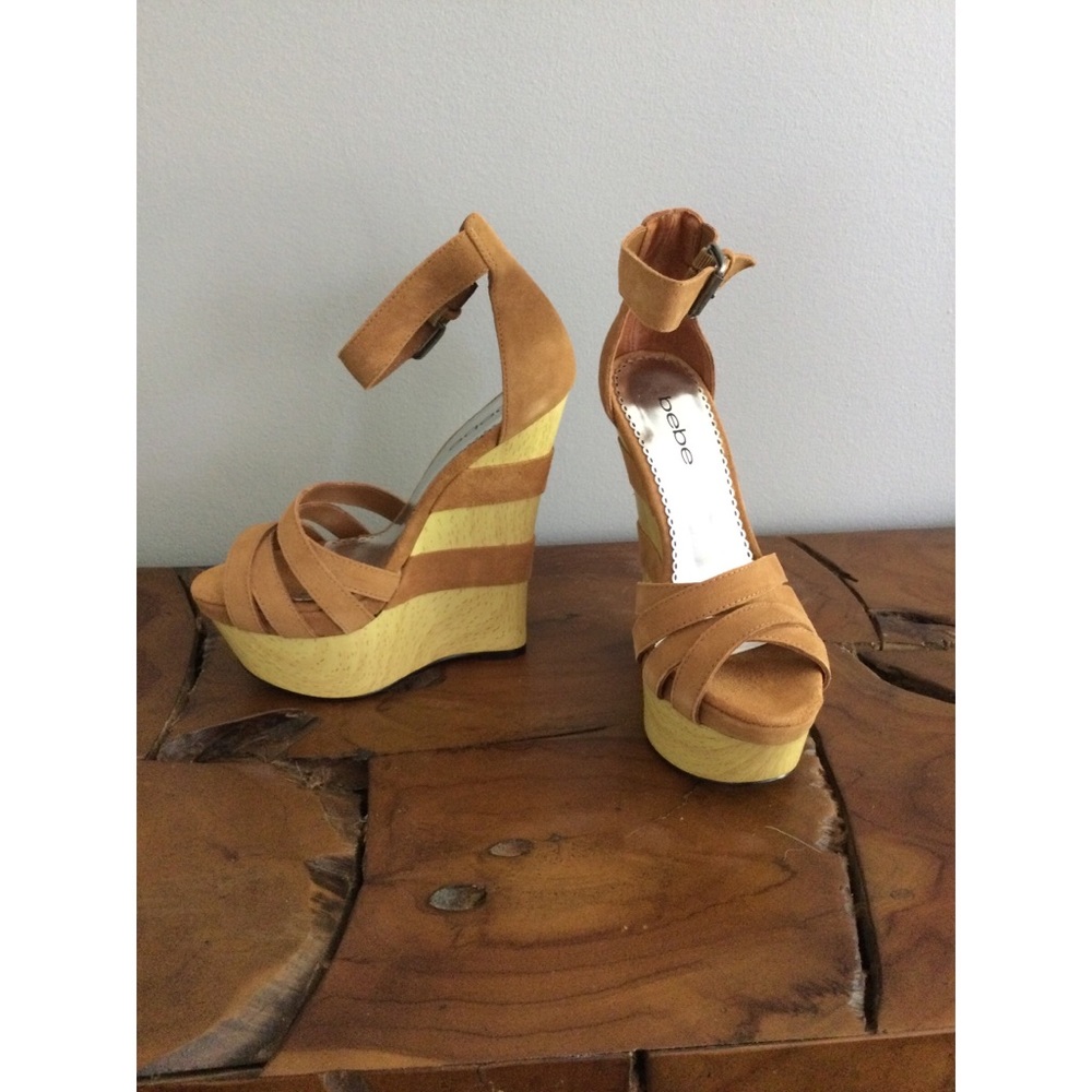 NEW Bebe Clarice Tan Platform Wedges